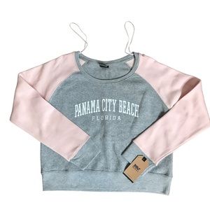 PANAMA CITY Logo Sweatshirt Women's Sz L Cropped Florida NEW